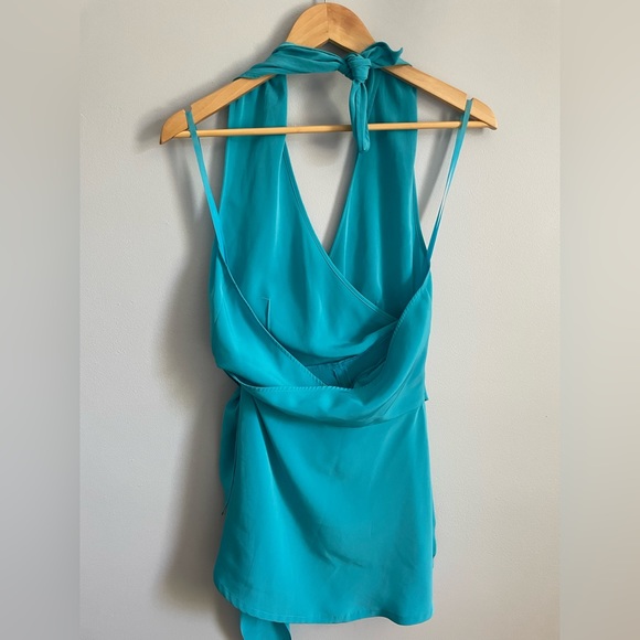 🇫🇷 Vintage Lolita Lempicka Turquoise Wrap-Around Backless Short Romper, Size 8 - Picture 7 of 16